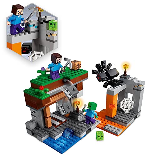 LEGO 21166 Minecraft La Mina Abandonada, Set de Construcción de la Cueva de Zombies con Figuras de Steve, Slime y Araña