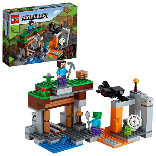 LEGO 21166 Minecraft La Mina Abandonada, Set de Construcción de la Cueva de Zombies con Figuras de Steve, Slime y Araña