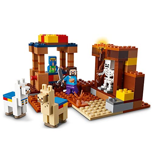 LEGO 21167 Minecraft El Puesto Comercial, Set de Construcción con Figuras de Steve, Esqueleto y Llamas para Niños +8 años