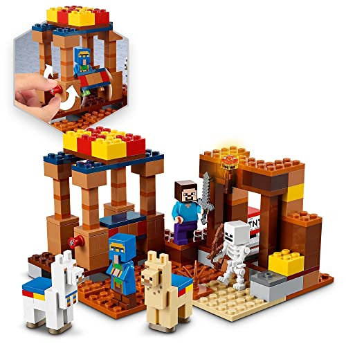 LEGO 21167 Minecraft El Puesto Comercial, Set de Construcción con Figuras de Steve, Esqueleto y Llamas para Niños +8 años