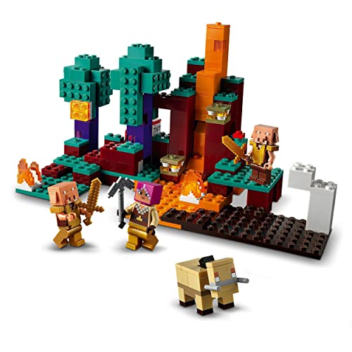 LEGO 21168 Minecraft El Bosque Deformado Juguete de construcción con Cazadora, Piglin y Hoglin para Niños de +8 años