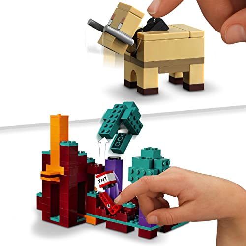 LEGO 21168 Minecraft El Bosque Deformado Juguete de construcción con Cazadora, Piglin y Hoglin para Niños de +8 años