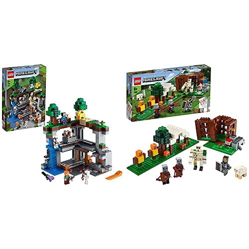 LEGO  21169 Minecraft La Primera Aventura Juguete De Construcción con Mini Figuras De Steve+ 21159 Minecraft El Puesto De Saqueadores, Set De Construcción con 4 Figuras De Acción