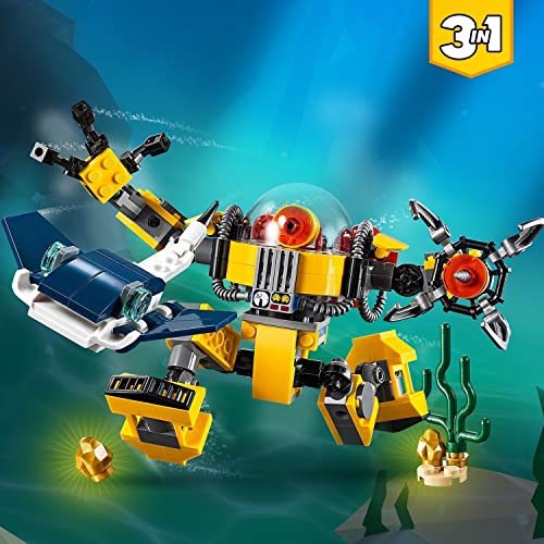 LEGO 31090 Creator 3 en 1 Robot Submarino o Submarino o Centro de Búsqueda de Tesoros, Juguete de Construcción para Niños +7 años