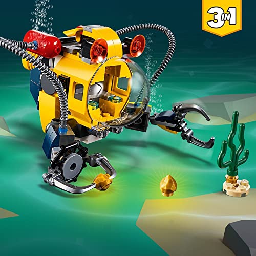 LEGO 31090 Creator 3 en 1 Robot Submarino o Submarino o Centro de Búsqueda de Tesoros, Juguete de Construcción para Niños +7 años