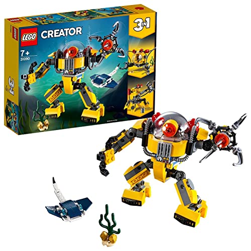 LEGO 31090 Creator 3 en 1 Robot Submarino o Submarino o Centro de Búsqueda de Tesoros, Juguete de Construcción para Niños +7 años