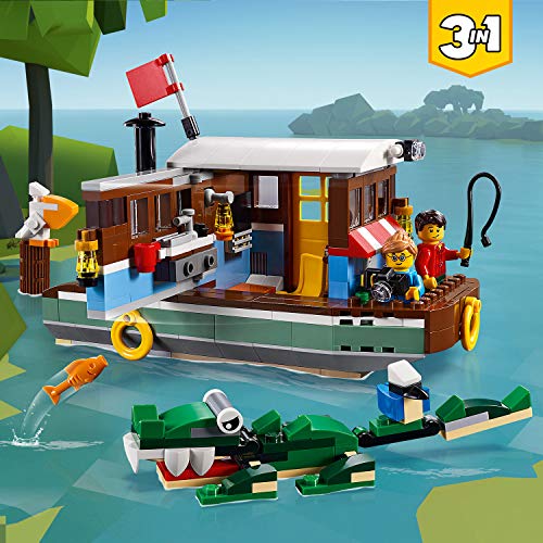 LEGO 31093 Creator 3 en 1 Casa Flotante del Río, Hidroavión o Pueblo de Pescadores, Juguete de Construcción para Niños a Partir de 7 años