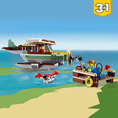 LEGO 31093 Creator 3 en 1 Casa Flotante del Río, Hidroavión o Pueblo de Pescadores, Juguete de Construcción para Niños a Partir de 7 años