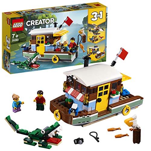 LEGO 31093 Creator 3 en 1 Casa Flotante del Río, Hidroavión o Pueblo de Pescadores, Juguete de Construcción para Niños a Partir de 7 años