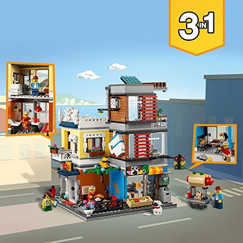 LEGO 31097 Creator 3en1 Tienda de Mascotas y Cafetería, Juguetes de Construcción y Regalos Originales para Niños y Niñas +9 Años