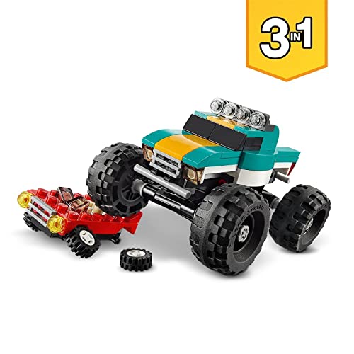 LEGO 31101 Creator 3 en 1 Monster Truck Coche de Gran Potencia o Drágster Superveloz Juguete de Construcción para Niños +7 años