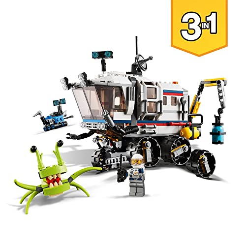 LEGO 31107 Creator 3en1 Róver Explorador Espacial, Base Espacial o Astronave, Juguete de Construcción para Niños +8 años