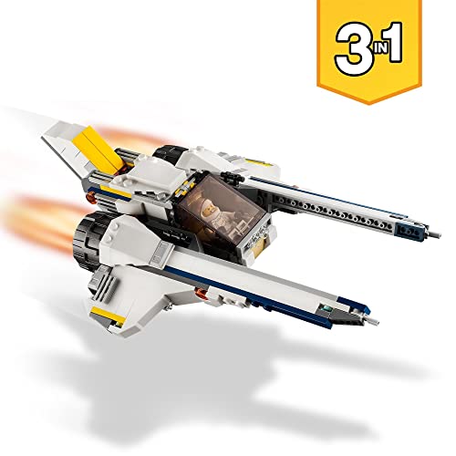 LEGO 31107 Creator 3en1 Róver Explorador Espacial, Base Espacial o Astronave, Juguete de Construcción para Niños +8 años