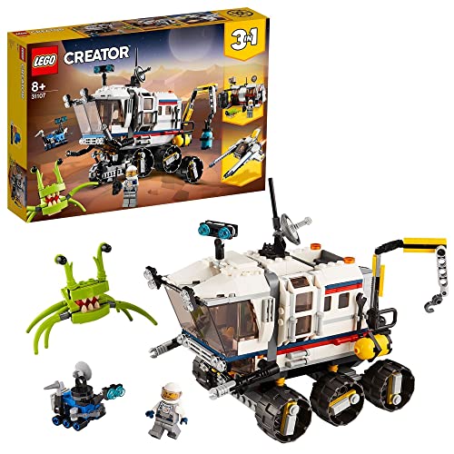 LEGO 31107 Creator 3en1 Róver Explorador Espacial, Base Espacial o Astronave, Juguete de Construcción para Niños +8 años