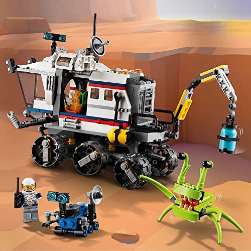 LEGO 31107 Creator 3en1 Róver Explorador Espacial, Base Espacial o Astronave, Juguete de Construcción para Niños +8 años