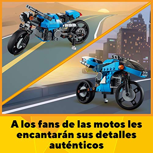 LEGO 31114 Creator 3en1 Supermoto, Moto Clásica o Voladora, Juguete de Construcción para Niños +8 Años, Idea de Regalo Creativa