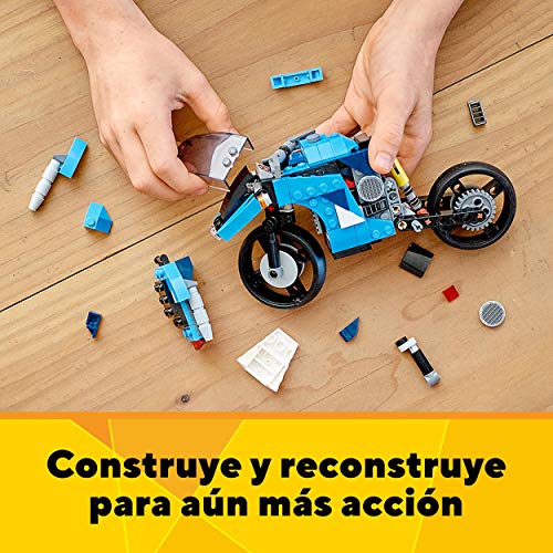 LEGO 31114 Creator 3en1 Supermoto, Moto Clásica o Voladora, Juguete de Construcción para Niños +8 Años, Idea de Regalo Creativa