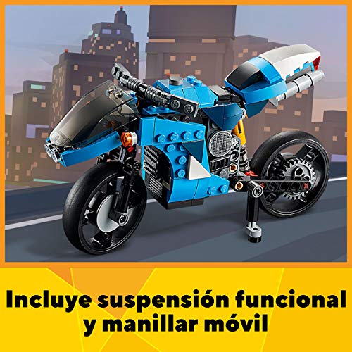 LEGO 31114 Creator 3en1 Supermoto, Moto Clásica o Voladora, Juguete de Construcción para Niños +8 Años, Idea de Regalo Creativa