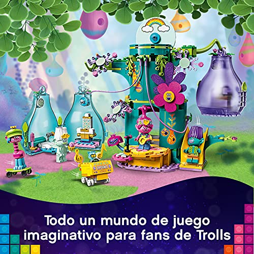 LEGO 41255 Trolls World Tour Fiesta en Pop Village, Juguete de Construcción de Casa en Árbol con 5 Mini Figuras y Accesorios