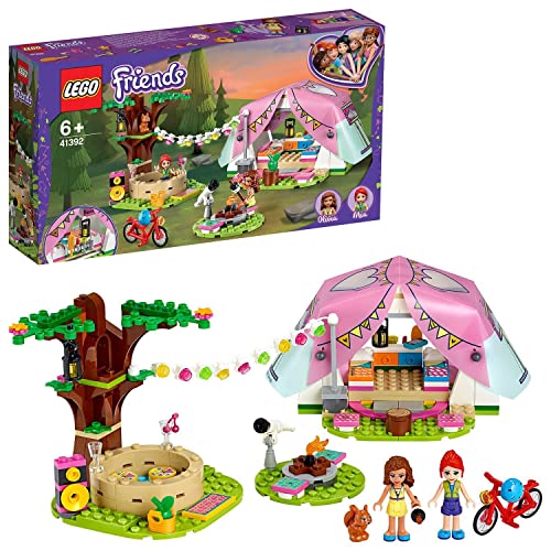 LEGO 41392 Friends Glamping en la Naturaleza Juguete de Construcción para Niños, Camping con Mini Muñecas y Tienda de Campaña