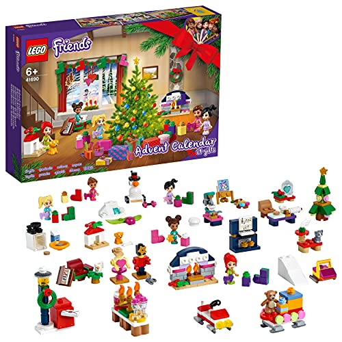 LEGO 41690 Friends: Calendario de Adviento de 2021, Juguete de Navidad para Niños y Niñas con 5 Micro Muñecas