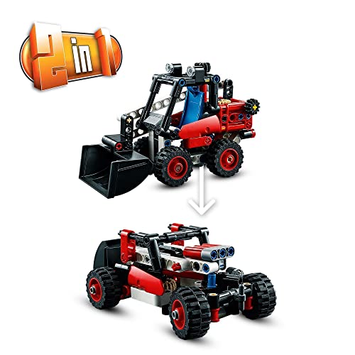 LEGO 42116 Technic 2en1 Minicargadora, Excavadora o Hot Rod, Modelo y Coche de Juguete, Vehículo de Construcción