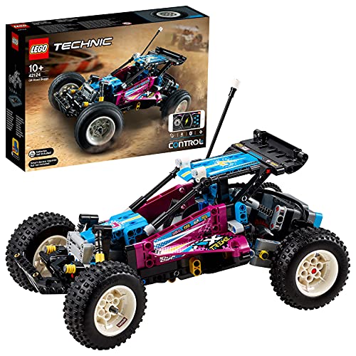 LEGO 42124 Technic Buggy Todoterreno, Coche Retro Teledirigido, Controlado por App Control+, Juguete Teledirigido para Niños