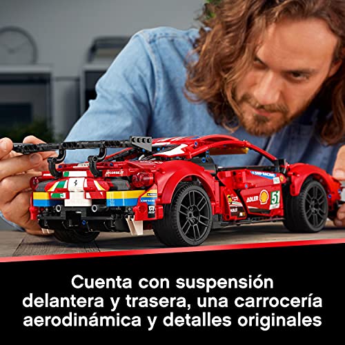 LEGO 42125 Technic Ferrari 488 GTE “AF Corse #51" Modelo de Coche de Carreras Exclusivo, Set de Construcción para Adultos