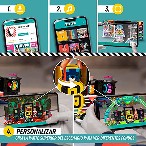 LEGO 43115 VIDIYO The Boombox, Creador de Vídeos Musicales de Juguete, App Realidad Aumentada, Set con 4 Mini Figuras