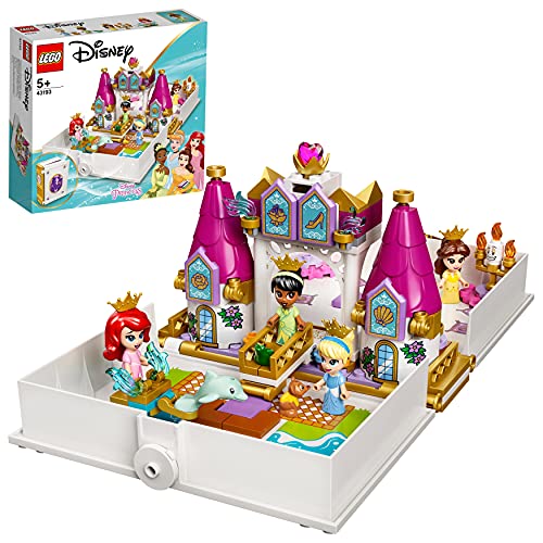 LEGO 43193 Disney Cuentos e Historias: Ariel, Bella, Cenicienta y Tiana, Castillo de Juguete con 4 Micro Muñecas