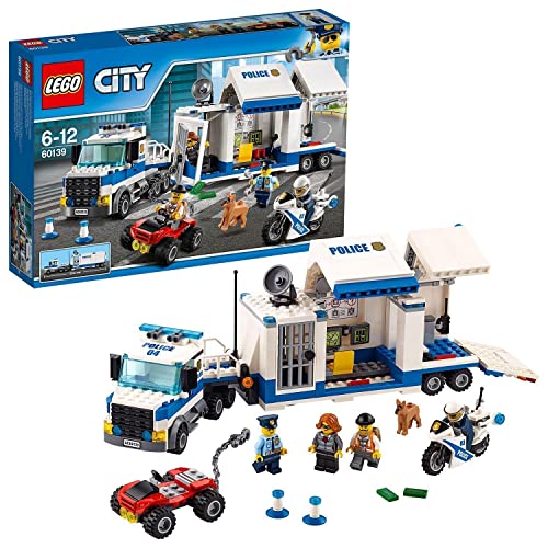 LEGO 60139 City Policía Centro de Control Móvil, Camión de Juguete para Niños +6 Años con Moto, Coche y 3 Mini Figuras