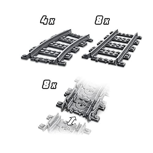 LEGO 60205 City Vías Juguete de Construcción con 8 Tramos de Vía Rectos, 4 Curvos y 8 Flexibles