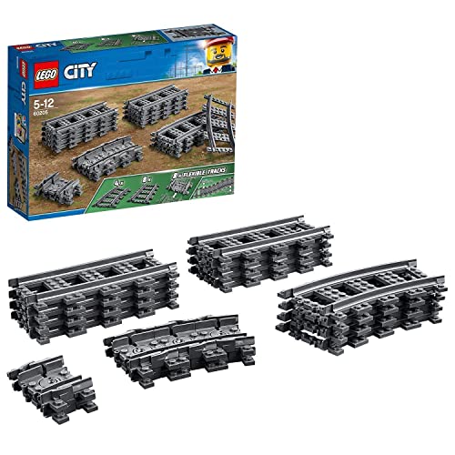 LEGO 60205 City Vías Juguete de Construcción con 8 Tramos de Vía Rectos, 4 Curvos y 8 Flexibles