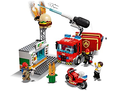 LEGO 60214 City Rescate del Incendio en la Hamburguesería, Camión de Bomberos de Juguete para Niños +5 Años con Mini Figuras