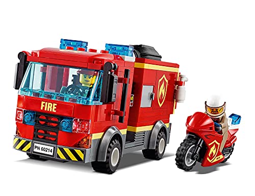 LEGO 60214 City Rescate del Incendio en la Hamburguesería, Camión de Bomberos de Juguete para Niños +5 Años con Mini Figuras