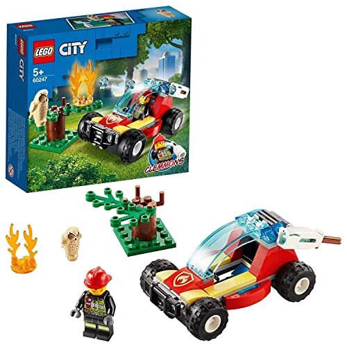 LEGO 60247 City Incendio en el Bosque, Coche de Bomberos de Juguete con Mini Figura de Bombero, Regalo para Niñas y Niños +5 Años