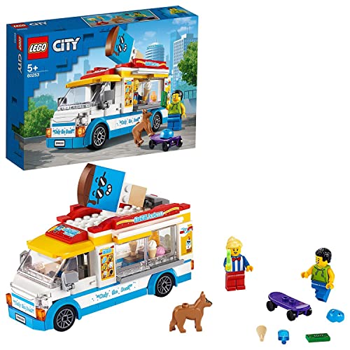 LEGO 60253 City Camión de los Helados de Juguete con Mini Figura de Perro, Regalo para Niños y Niñas +5 Años