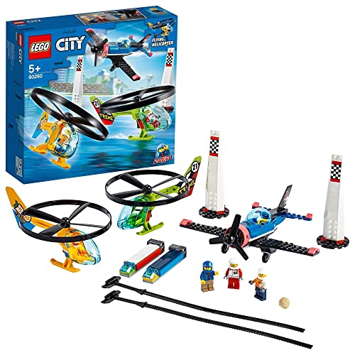 LEGO 60260 City Carrera Aérea Juguete de Construcción Niños y Niñas +5 años con 3 Mini Figuras y 2 Helicópteros Que Vuelan