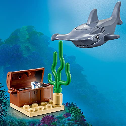 LEGO 60263 City Océano: Minisubmarino, Juguete de Construcción con Figurita, Cofre de Tesoro Pirata y Pez Martillo