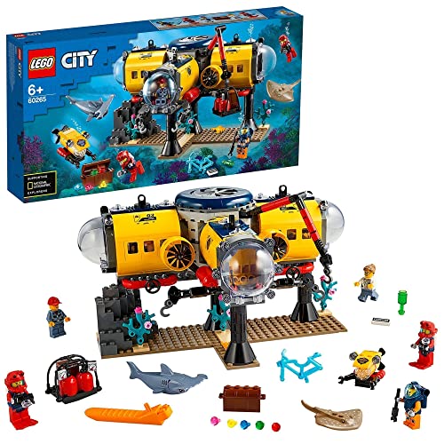 LEGO 60265 City Océano: Base de Exploración, Set de Construcción para Niños +6 años con Dron Subacuático y Mini Figuras