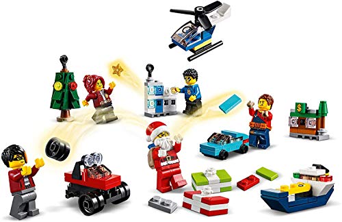 LEGO 60268 City Calendario de Adviento Navidad 2020, Miniset de Contrucción con Microvehículos, Trineo y Tabla de Papá Noel