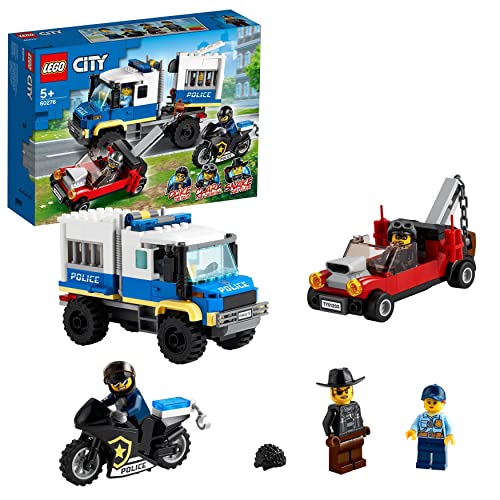 LEGO 60276 City Transporte de Prisioneros de Policía, Set de Expansión de Comisaría con Vehículos: Coche, Camión y Moto de Juguete