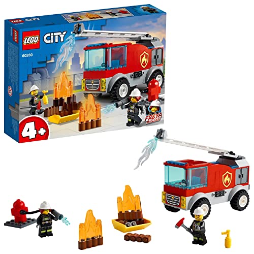 LEGO 60280 City Bomberos, Camión de Bomberos Juguete con Escalera y Mini Figura de Bombero, Idea de Regalo para Niños y Niñas +4 Años