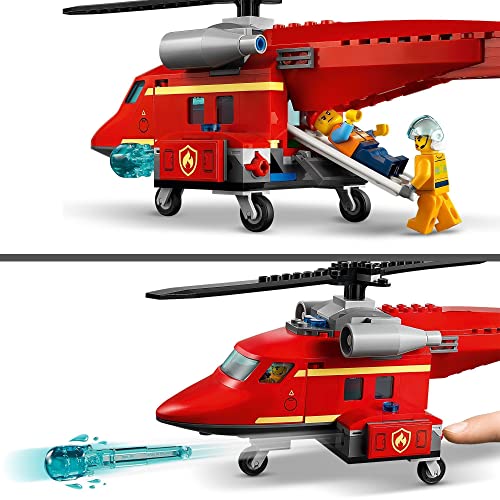 LEGO 60281 City Fire Helicóptero de Rescate de Bomberos, Juguete con Moto, Minifiguras de Bombero y Piloto