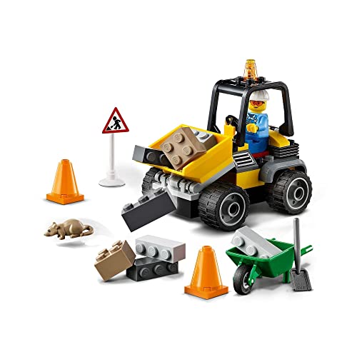 LEGO 60284 City Vehículo de Obras en Carretera, Vehículo de Construcción con Cargador Frontal, Excavadora de Juguete para Niños +4 Años