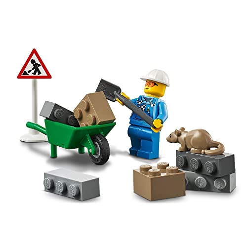 LEGO 60284 City Vehículo de Obras en Carretera, Vehículo de Construcción con Cargador Frontal, Excavadora de Juguete para Niños +4 Años