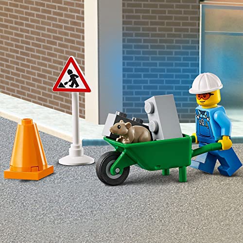 LEGO 60284 City Vehículo de Obras en Carretera, Vehículo de Construcción con Cargador Frontal, Excavadora de Juguete para Niños +4 Años