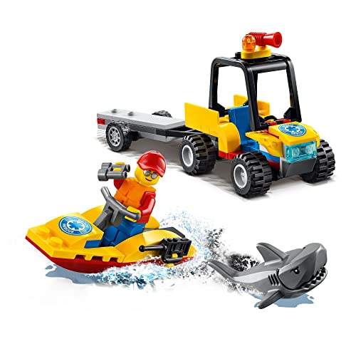 LEGO 60286 City Great Vehicles Quad de Rescate Costero con Tiburón de Juguete para Niños y Niñas +5 Años y Mini Figura de Socorrista