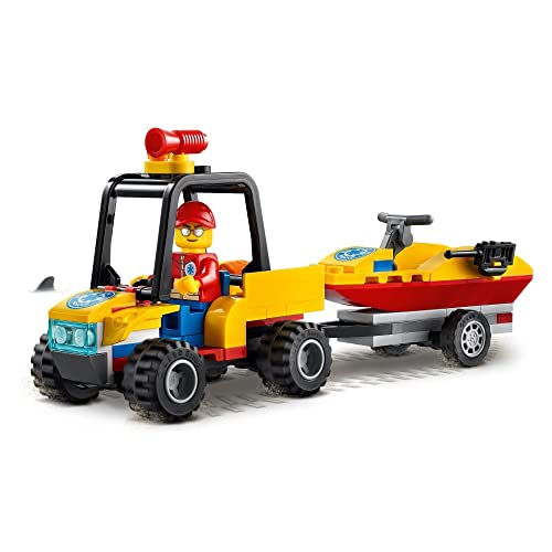 LEGO 60286 City Great Vehicles Quad de Rescate Costero con Tiburón de Juguete para Niños y Niñas +5 Años y Mini Figura de Socorrista