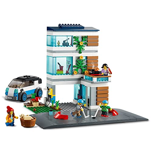 LEGO 60291 City Casa Familiar Casa de Muñecas Moderna con Placas de Carretera, Set de Construcción para Niños y Niñas